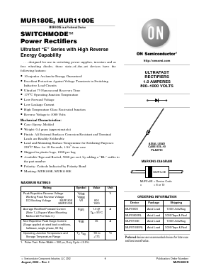 MUR180E Datasheet PDF ON Semiconductor