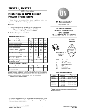2N3772 Datasheet PDF ON Semiconductor