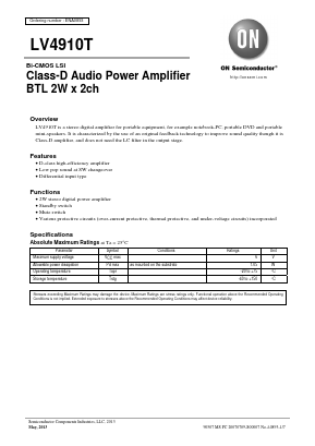 LV4910T Datasheet PDF ON Semiconductor