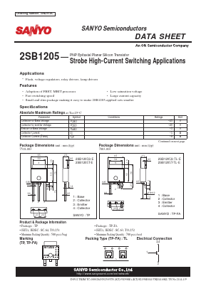 2SB1205 Datasheet PDF ON Semiconductor