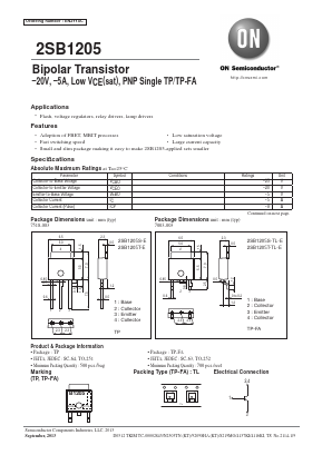 2SB1205 Datasheet PDF ON Semiconductor