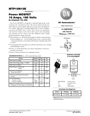 MTP10N10E Datasheet PDF ON Semiconductor