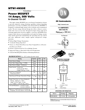 MTW14N50E Datasheet PDF ON Semiconductor