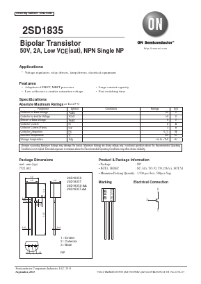 D1835T Datasheet PDF ON Semiconductor