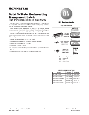MC74HC573AH Datasheet PDF ON Semiconductor