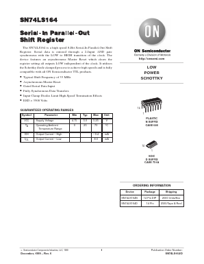 SN74LS164MR1 Datasheet PDF ON Semiconductor