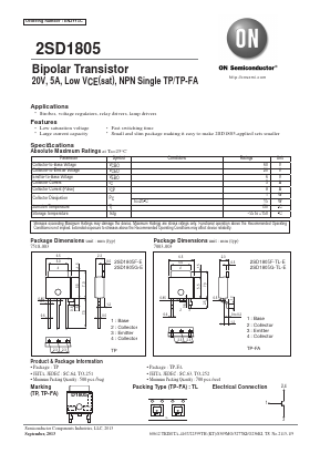 2SD1805 Datasheet PDF ON Semiconductor