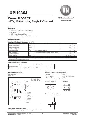 CPH6354 Datasheet PDF ON Semiconductor