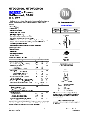 NTD20N06T4G Datasheet PDF ON Semiconductor