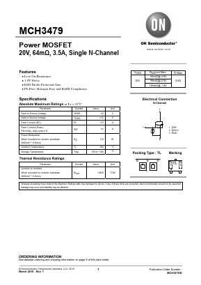 MCH3479-TL-W Datasheet PDF ON Semiconductor