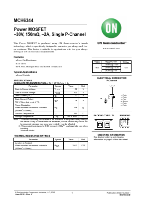 MCH6344 Datasheet PDF ON Semiconductor