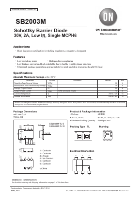 SB2003M Datasheet PDF ON Semiconductor