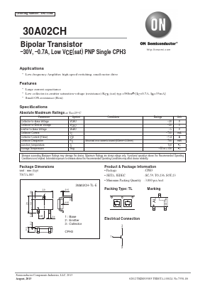 30A02CH-TL-E Datasheet PDF ON Semiconductor