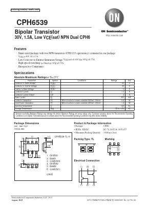 CPH6539-TL-H Datasheet PDF ON Semiconductor