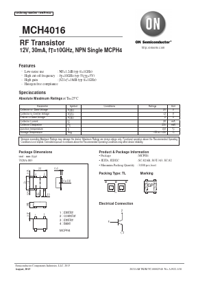 MCH4016 Datasheet PDF ON Semiconductor