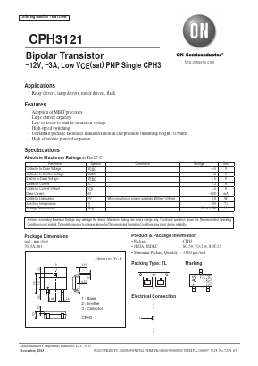 CPH3121 Datasheet PDF ON Semiconductor