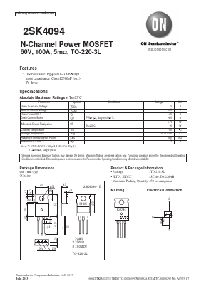 2SK4094 Datasheet PDF ON Semiconductor