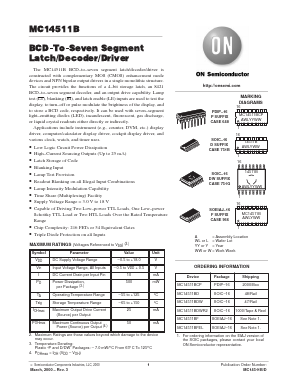 MC14511BD Datasheet PDF ON Semiconductor