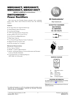 MBR20100CT Datasheet PDF ON Semiconductor