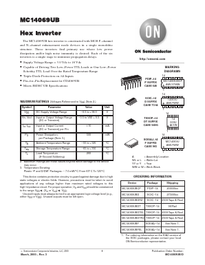 MC14069UBDTEL Datasheet PDF ON Semiconductor
