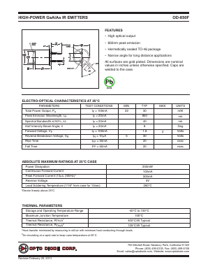 OD-850F Datasheet PDF OptoDiode Corp
