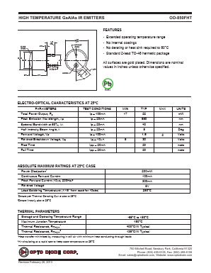 OD-850FHT Datasheet PDF OptoDiode Corp