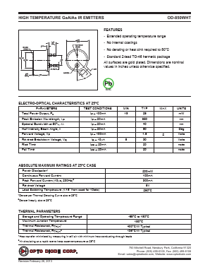 OD-850WHT Datasheet PDF OptoDiode Corp