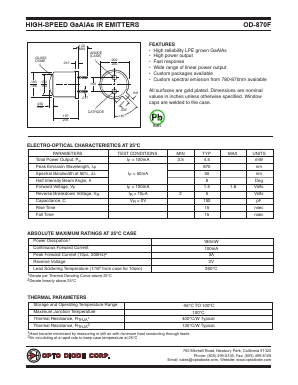 OD-870F Datasheet PDF OptoDiode Corp