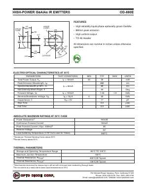 OD-880E Datasheet PDF OptoDiode Corp