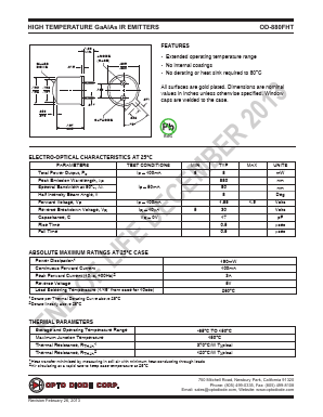 OD-880FHT Datasheet PDF OptoDiode Corp