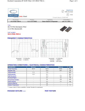 813-IF68.75M-A Datasheet PDF Oscilent Corporation