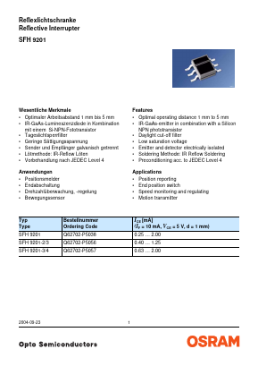 SFH9201-2/3 Datasheet PDF OSRAM GmbH