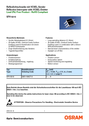 SFH9210 Datasheet PDF OSRAM GmbH