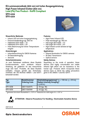 SFH4259 Datasheet PDF OSRAM GmbH