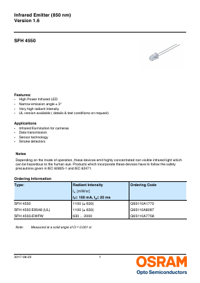 SFH4550E9548 Datasheet PDF OSRAM GmbH