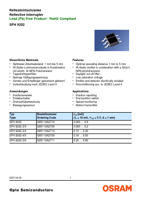 Q65110A2705 Datasheet PDF OSRAM GmbH