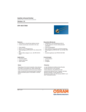 SFH483L/ME7800 Datasheet PDF OSRAM GmbH