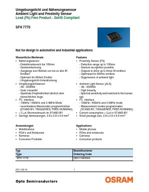 SFH7770 Datasheet PDF OSRAM GmbH