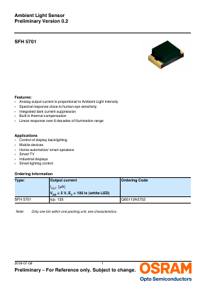SFH5701 Datasheet PDF OSRAM GmbH