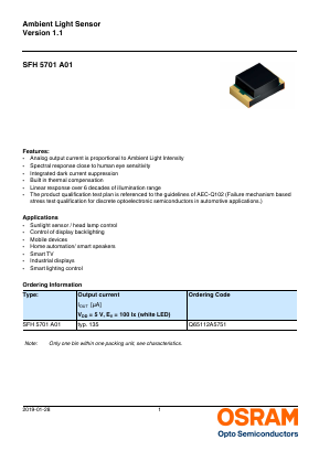 SFH5701A01 Datasheet PDF OSRAM GmbH