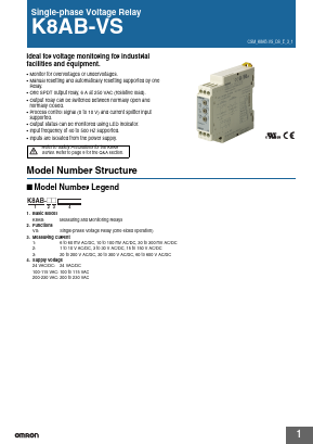 K8AB-VS1200-230VAC Datasheet PDF OMRON Corporation