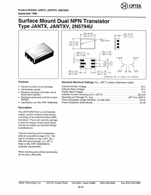 JANTX2N5794U Datasheet PDF Optek Technology
