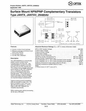 2N4854U Datasheet PDF Optek Technology