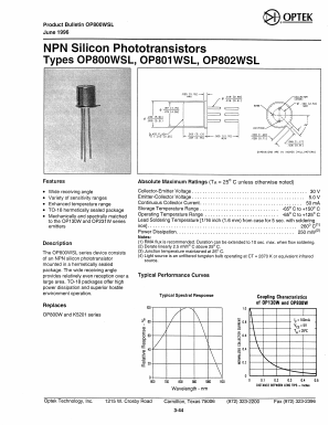 OP801WSL Datasheet PDF Optek Technology