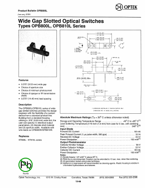 OPB801L Datasheet PDF Optek Technology