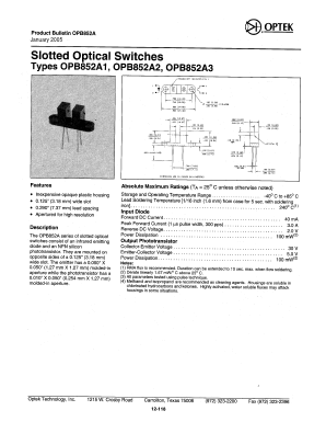 OPB852A3 Datasheet PDF Optek Technology