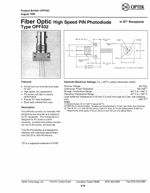 OPF432 Datasheet PDF Optek Technology