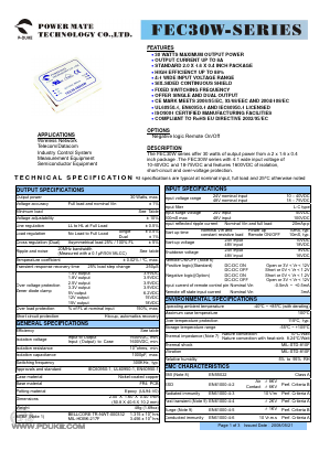 FEC30-24S3P3W Datasheet PDF Power Mate Technology