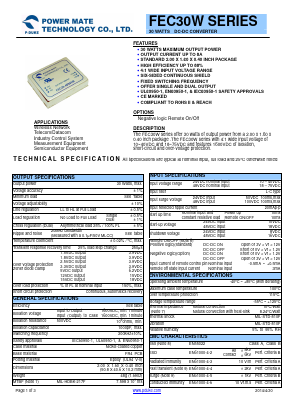 FEC30-24D12W Datasheet PDF Power Mate Technology