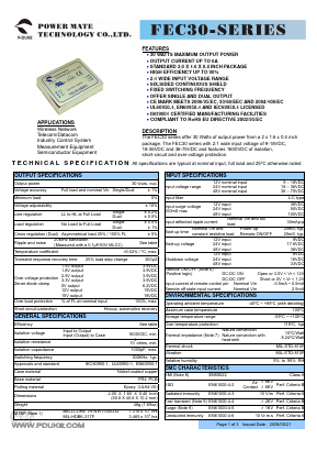 FEC30-48D12 Datasheet PDF Power Mate Technology